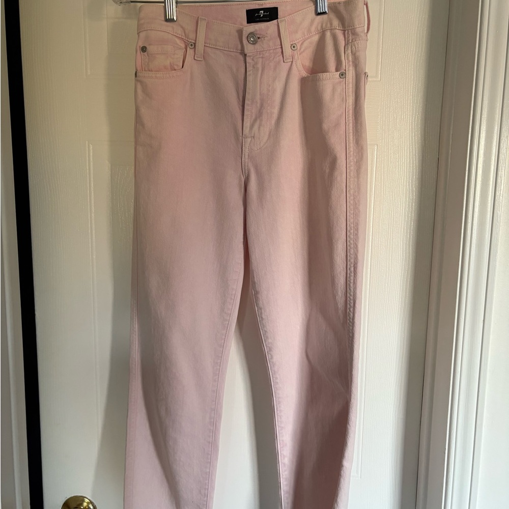 7 For All Mankind Light Pink Women's Straight Leg Jeans